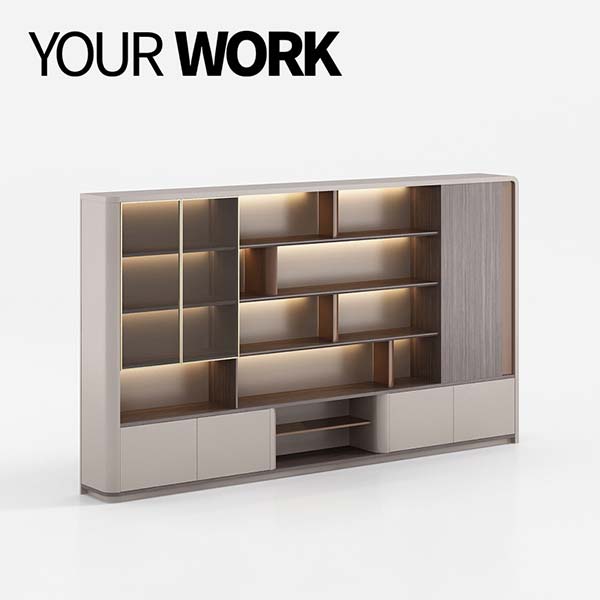 Rak Buku Kantor dengan Pintu